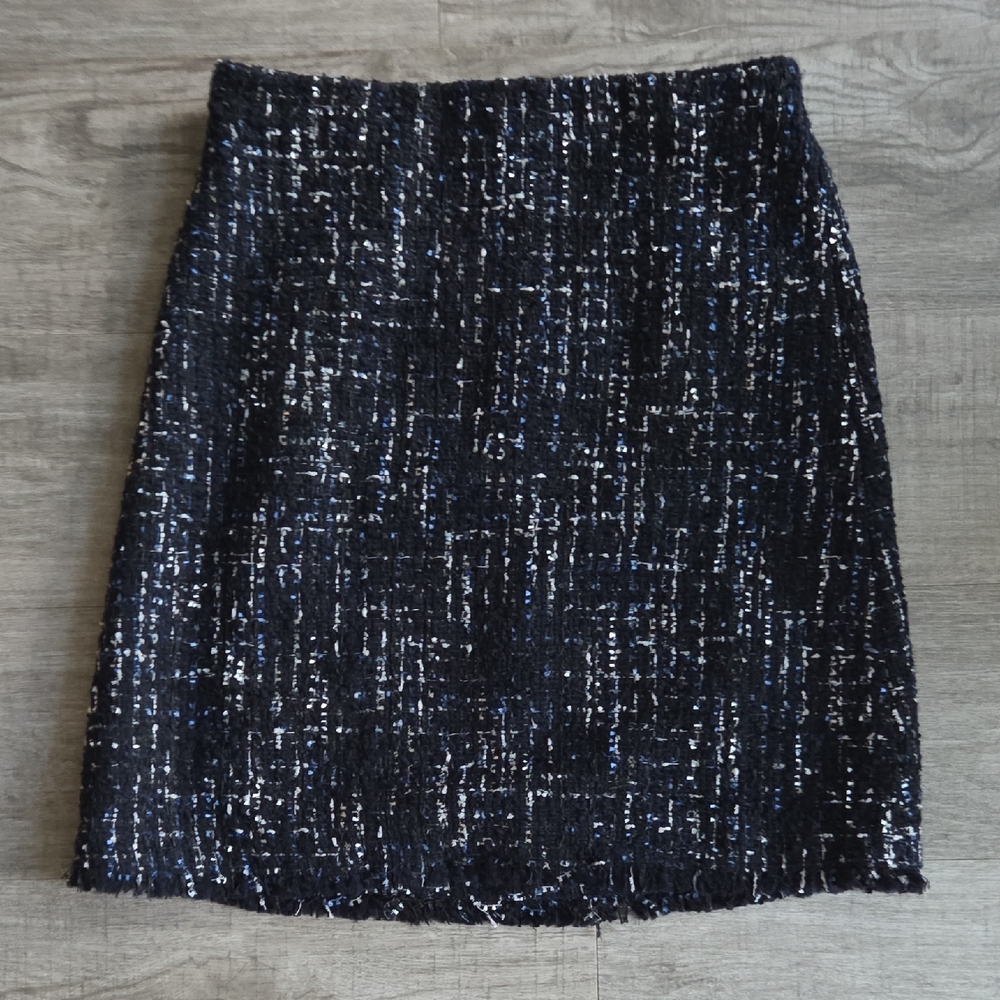 Ann Taylor Black and White Tweed Pencil Skirt